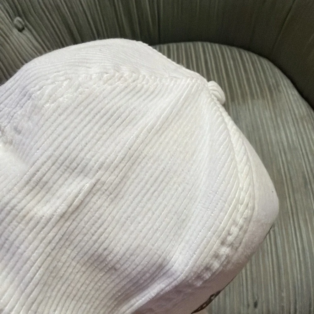 Vintage White Corduroy Hat New England Farmers New Never Worn Horse Plowing